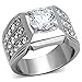 Marimor Jewelry 2.94 Ct Round Cut Cubic Zirconia Silver Stainless Steel Unisex Ring Sizes 5-13