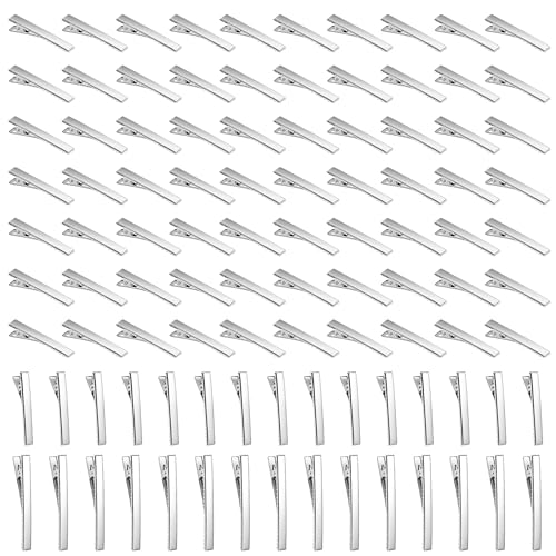 Cayway Clip per capelli in metallo, clip per capelli in metallo, per fermagli per capelli in metallo, testa piatta per acconciature, accessori fai da te (100 pezzi in 3 stili, argento)