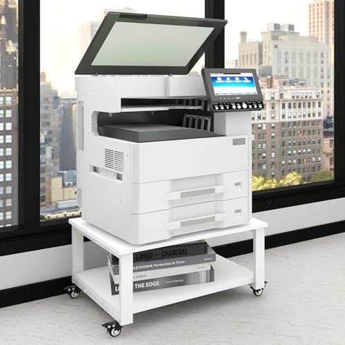 Image of Natwind 2 Tier Laser Printer Stand, 24''x24'' Large Printer Table, White
