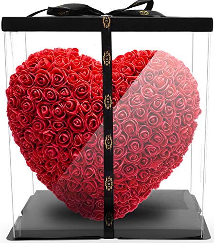 Nadir Rosenherz Blumenherz rot / inklusive Geschenkbox / Rose Bear with Giftbox / Valentinstag Muttertag Geburtstag Jahrestag Jubiläen ROSEBEAR Herz aus ewigen Infinity Rosen Cover