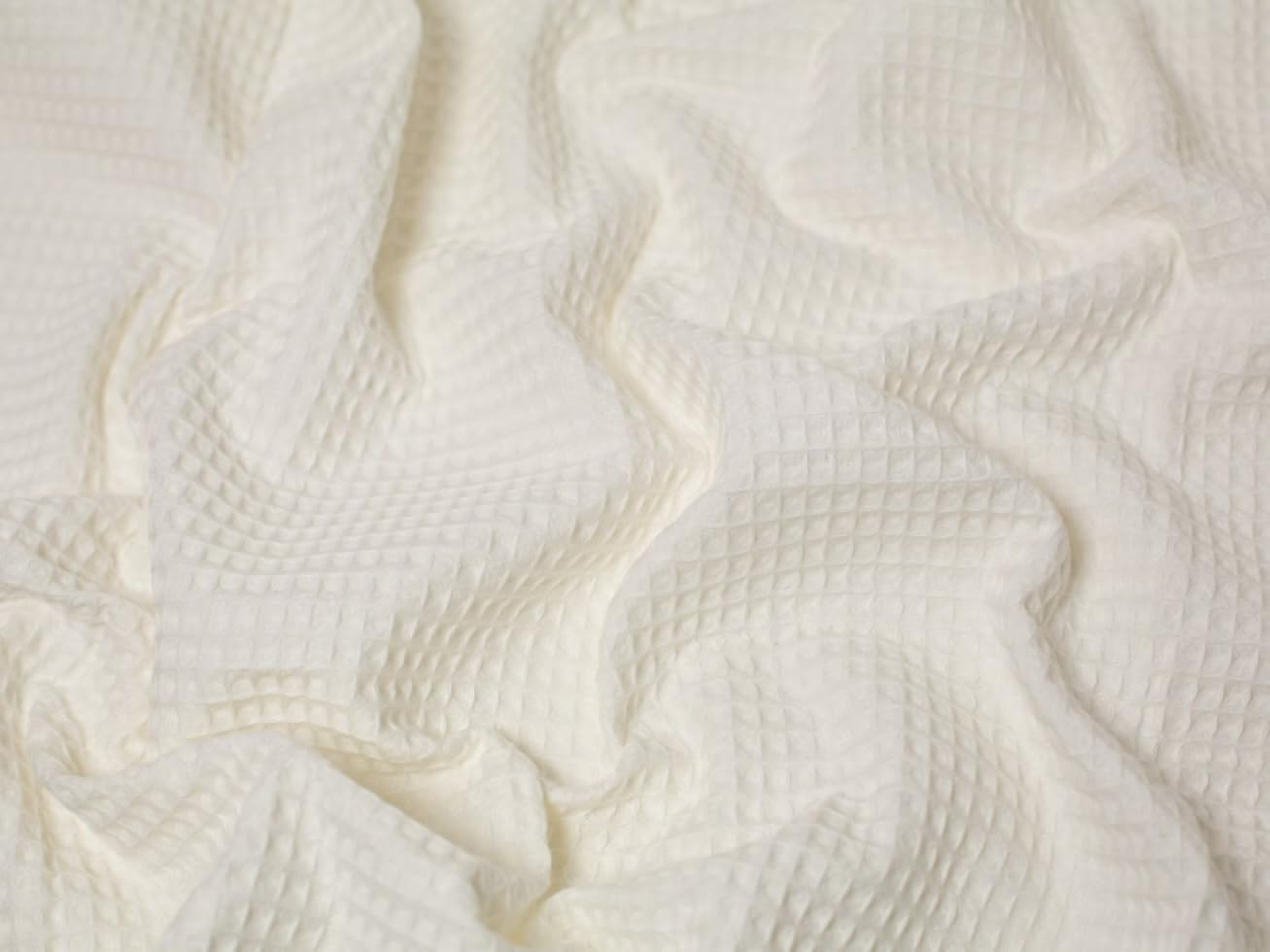Minerva Ivory Medium Cotton Waffle Fabric - Per Metre