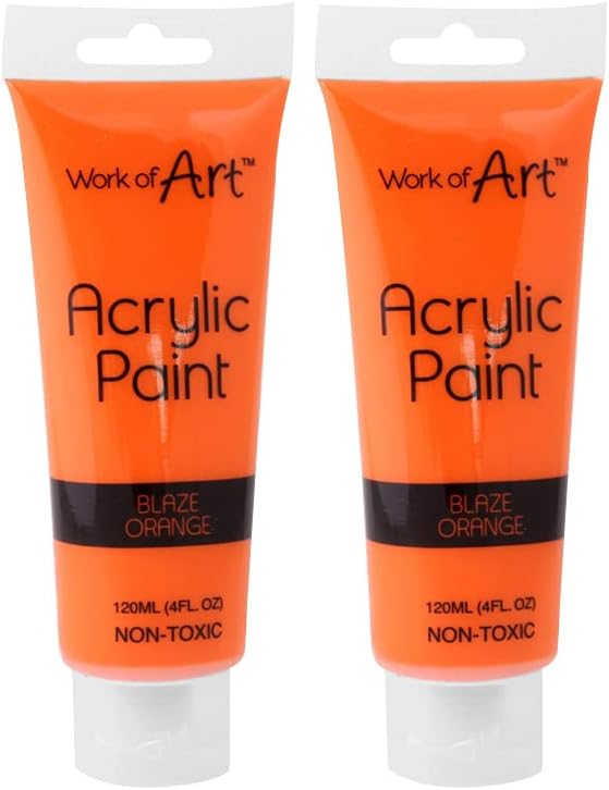TENLITE    Acrylic Paint  Tubes Non Toxic Vibrant Colour Artist Painting Kids Adults School Canvas Wood. (Blaze Orange)