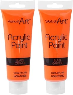 TENLITE    Acrylic Paint  Tubes Non Toxic Vibrant Colour Artist Painting Kids Adults School Canvas Wood. (Blaze Orange)