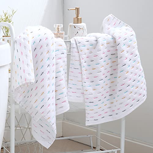 Yiluomo Super Soft 100% Cotton White Hand Towels Set Of 2 Colorful Striped Design Decorative Hand Towel For Bathroom Highly Absorbent 13 X 29 Inch #TOP7