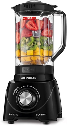 MONDIAL Liquidificador Pratic Turbo, Preto, 550W, 110V - L-98-B