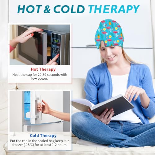 Image of Migraine Relief Cap, Soothing Headache Ice Face Mask Products | Hot and Cold Therapy, Migraine Headache Relief Cap for Migraine, Sinus, Puffy Eyes, Tension, Stress and Hangover