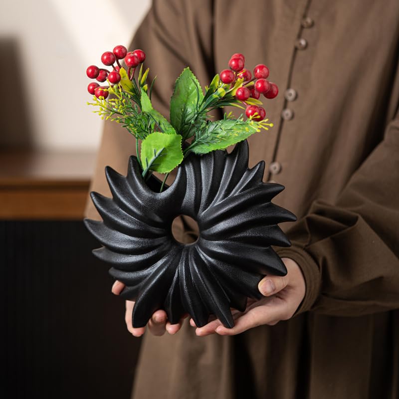 Vaso in Ceramica Composizione Floreale Creativa Ornamenti Decorativi in ​​Stile Europeo(A)