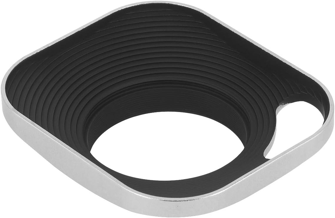 Haoge LH-W39P 39mm Square Metal Screw-in Lens Hood Hollow Out Designed with Cap for Leica Rangefinder Camera with 39mm E39 Filter Thread Lens Silver