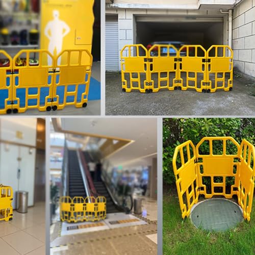 Barrière de circulation rétractable jaune à roulettes pour extérieur