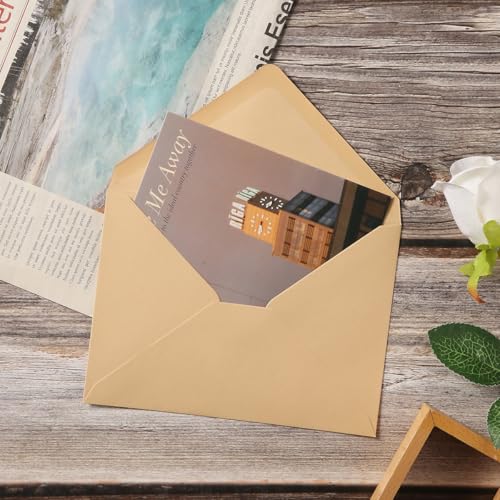 Toperd 50 Pack Colored A7 Invitation Envelopes 5x7 with Gold Stickers for Cards and Invitations, 5 Colors (Brown, 5 1/4 x 7 1/4 inches)