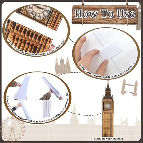 Image of DoubleFill 6 Ft Big Ben Cardboard Cutout British Themed Party Decorations Stand up Life Size London Decorations Big Ben Photo Prop Backdrop for England London Themed Party Decor(Brown,Classic)