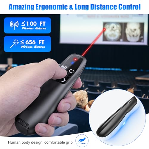 2-in-1 usb type c presentation clicker clicker for powerpoint presentations rechargeable wireless presenter remote pointer rf 24ghz usb powerpoint clicker slide advancer with volume control
