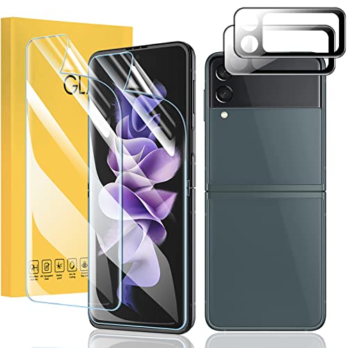 Vizvera【2 Pack Galaxy Z Flip 3 Screen Protector Tpu Film+2 Pack Flip 3 Inner Screen Flexible Film】Hd Transparent High Clarity, Anti-Shatter, Bubble Free For Samsung Galaxy Z Flip 3 5G Screen Protector #TOP10