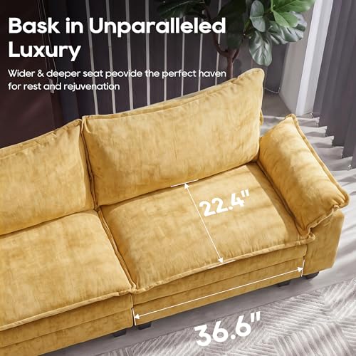 Image of URRED Oversized Modular Sectional Sofa,Yellow:87 inch L Shaped