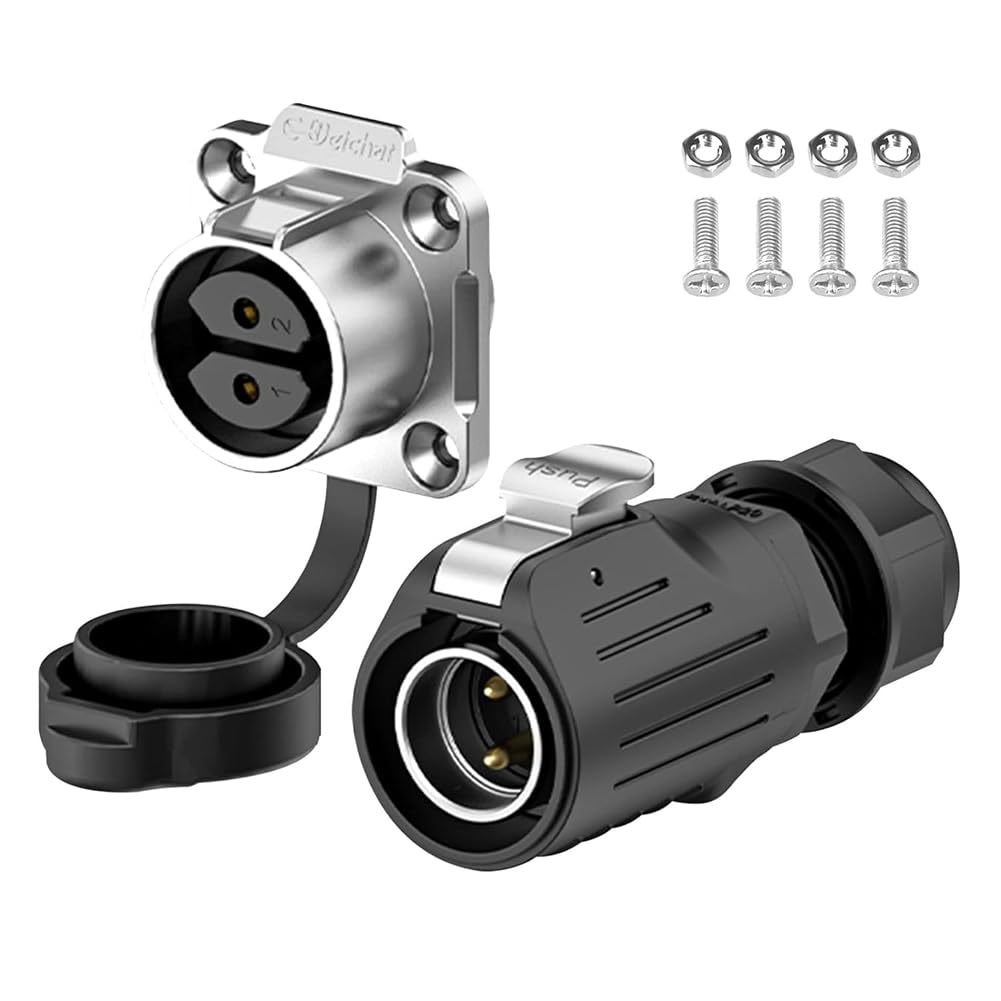 Littimoon Industrial Waterproof Connector IP68 Quick Plugging Circular Connector Anti-Interference Shell Connector Easy Install (2 Pin)