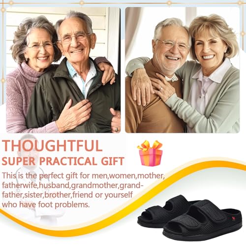 Image of Women's Diabetic Sandals, Extra Wide Width, Open Toe, Adjustable Magic Stickers for Wide Feet, Big Toes, Foot Diseases, Arthritis, Swollen Foot
