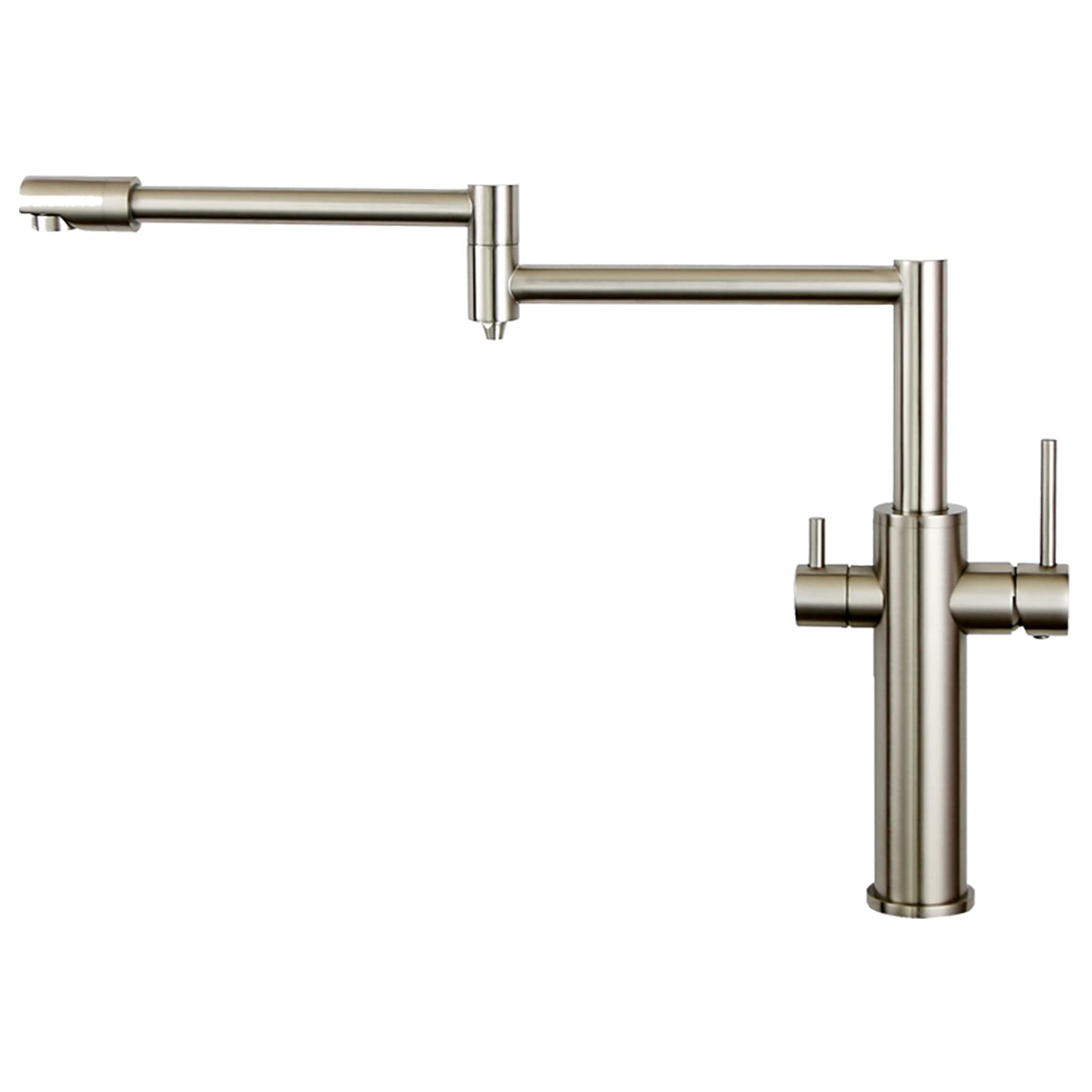 Grifo para llenar ollas, Grifo de Cocina con Agua Potable, Grifo Mezclador de latón de Doble manija para Agua fría y Caliente, Fregadero de un Solo Orificio con Junta giratoria DOB