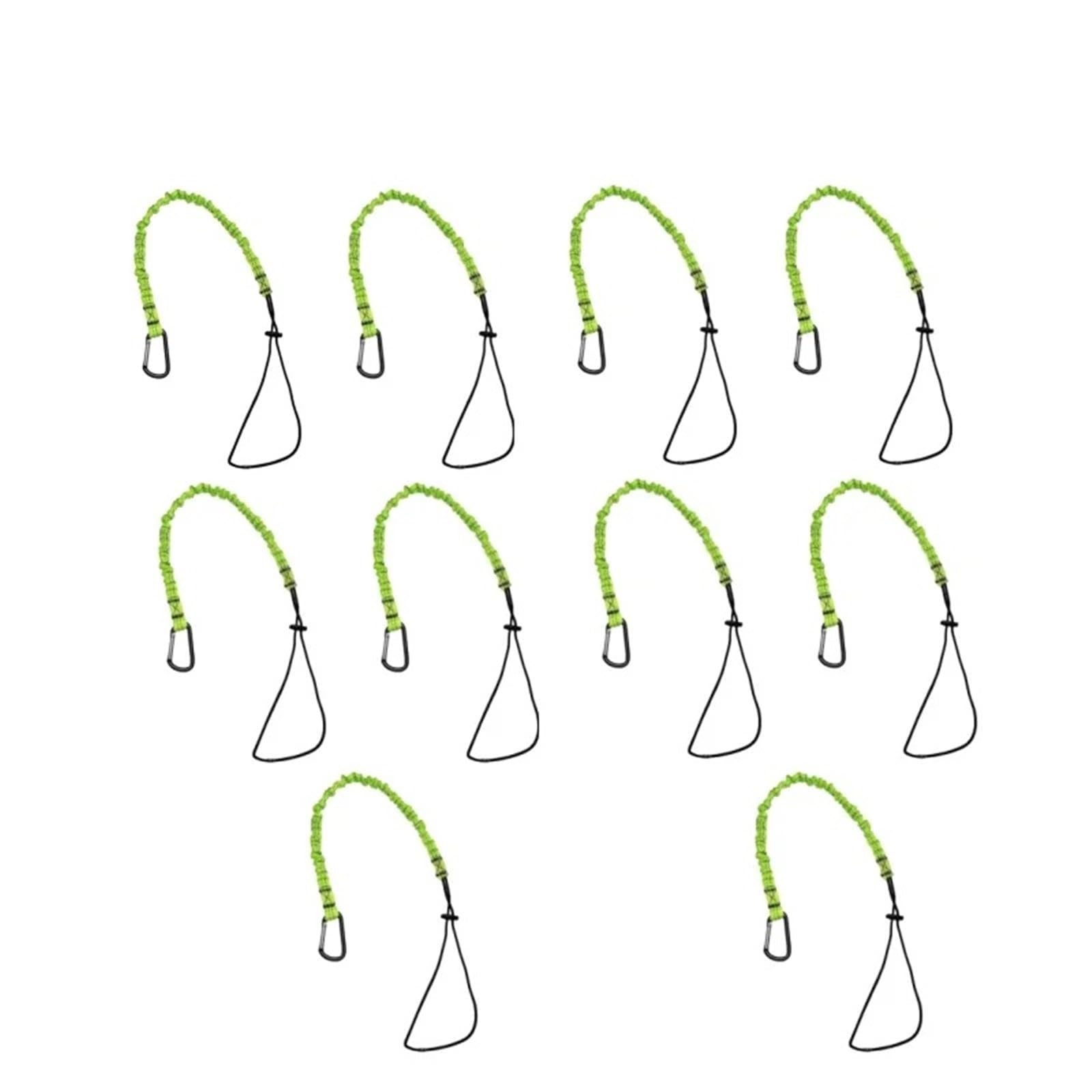 5/8/10PCS di Sicurezza Attrezzature Bungee Tether Cordino for Attrezzi Con Moschettone Gancio Arrampicata Lavoro Anti-Caduta Corda Aerea lavoro Accessori per Utensili a Mano o Elettrici(Green,10pcs)