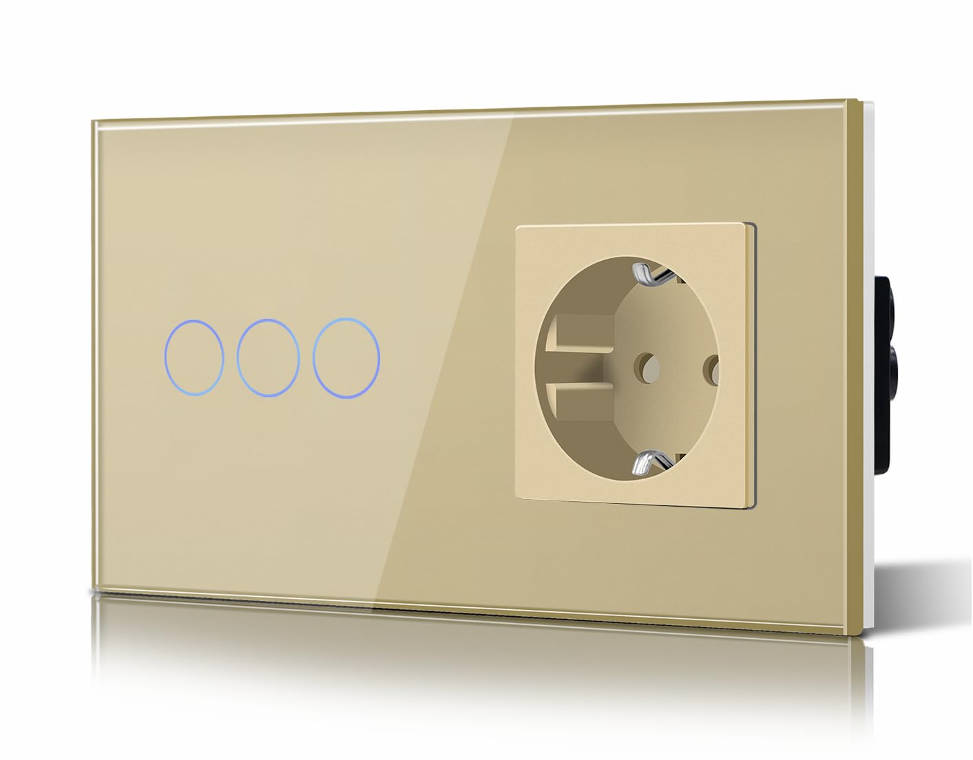 BSEED Interruptor táctil y enchufe pared,Toma de corriente con USB C,Panel de Vidrio con pulsador LED,Sin Función Wifi,1 Gang 1 Vía+1 Enchufe USB/Tipo C,157mm Negro — view 23