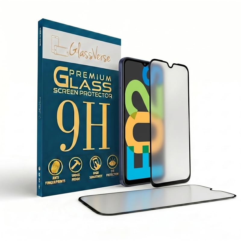 Image of GlassVerse Matte Tempered Glass for Samsung Galaxy F02s | Anti Glare, Smooth Touch Screen Protector, 9H Hardness, Edge to Edge, Case Friendly, Hassle-less Installation Kit Included. (Pack of 2)