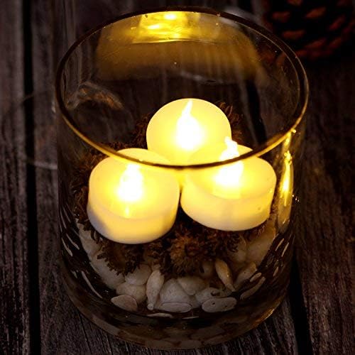 AGPtek 24 Pack Battery Flameless Led Tea Light Candle Realistic flickering Bulb with Time for Seasonal Festival Celebration, Electric Fake Candle in White and Wave Open