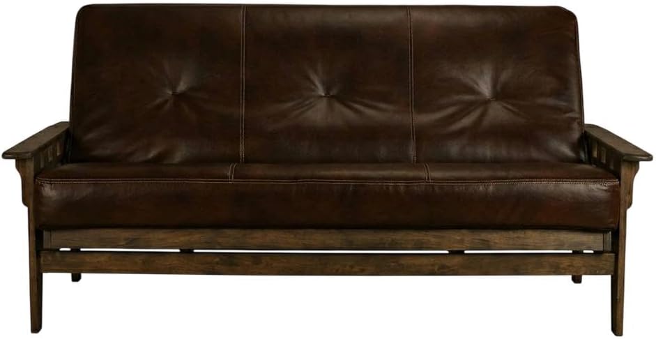 Starlight Canyon Home Brown Futons with Fabric-Polyester Leather Cotton Blend, Durable Frame, Comfortable Seating, Modern Design for Living Room