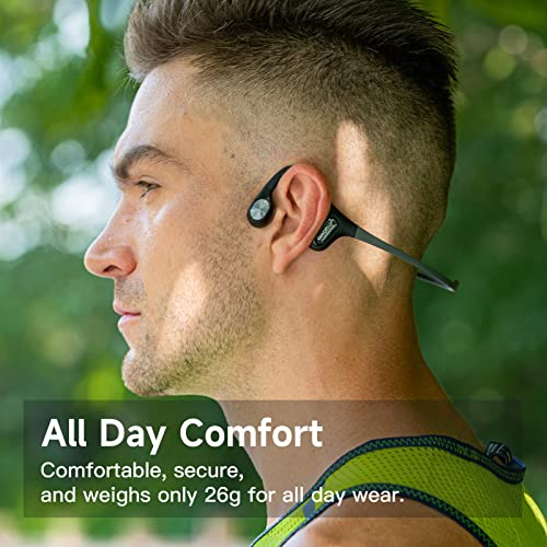 mojawa Run Air Knochenleitungs-Kopfhörer, kabelloser Bluetooth-Kopfhörer, mit tiefem Bass und sicherem Sitz, IP67 wasserdicht, für Lauftraining, Weiß – Bild 4