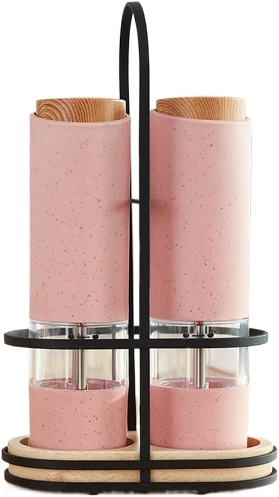 Electric Pepper Mill Stainless Steel Salt and Pepper Grinder Adjustable Ceramic with LED Light Automatic Spice Mill Home Tools(A)