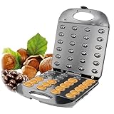 1400W Electric Mini Waffle Maker, 24-Hole Walnut Cookie Mold Maker, Automatic Cookie Press Stuffed Waffle Maker Machine with Non-Stick Coating for Cookie Pie Cake Waffle