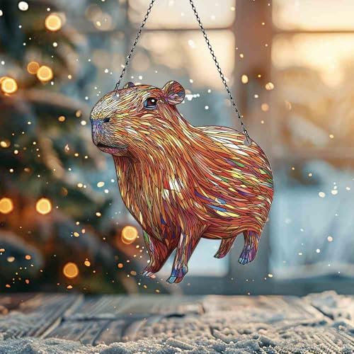Image of Capybara Acrylic Ornaments Suncatcher Women Men Gifts Christmas Decor
