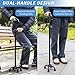 Adjustable Walking Cane for Men & Women with 4-Pronged Base for Extra Stability - Foldable Cane for Seniors with Foam Padded Offset Handle for Soft Grip & a Second Handle for Standing Black