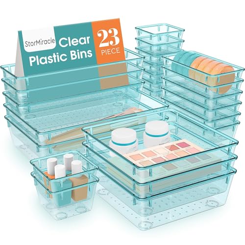 Image of 23 PCS Drawer Organizer Set, 5 Size Bathroom and kitchen organizer Trays