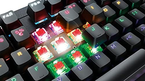 Trust Gaming GXT 1863 Thaz Mechanical Keyboard with UK Layout - Mechanical Outemu RED Switches, Anti-Ghosting N-key Rollover, 14 Colour Modes, USB Plug and Play, PC/Mac/Laptop [Amazon Exclusive]