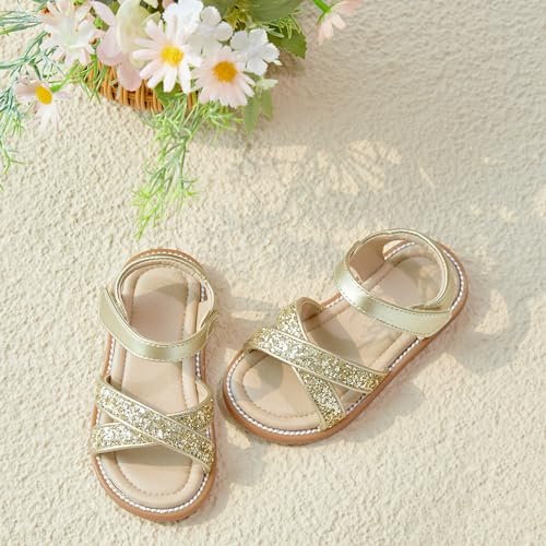 Image of Otter MOMO Girls Open Toe Princess Flat Sandals with Comfort Sole Summer Sandals
