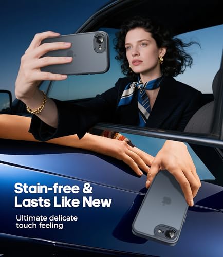 FLLAO Matt Handyhülle für iPhone 17e/iPhone 16e Hülle und 2 Schutzfolie, mit Kameraschutz [Militärnorm Schutz] Stoßfest PC Rückseite TPU Bumper Hülle für iPhone 17e/16e - Schwarz