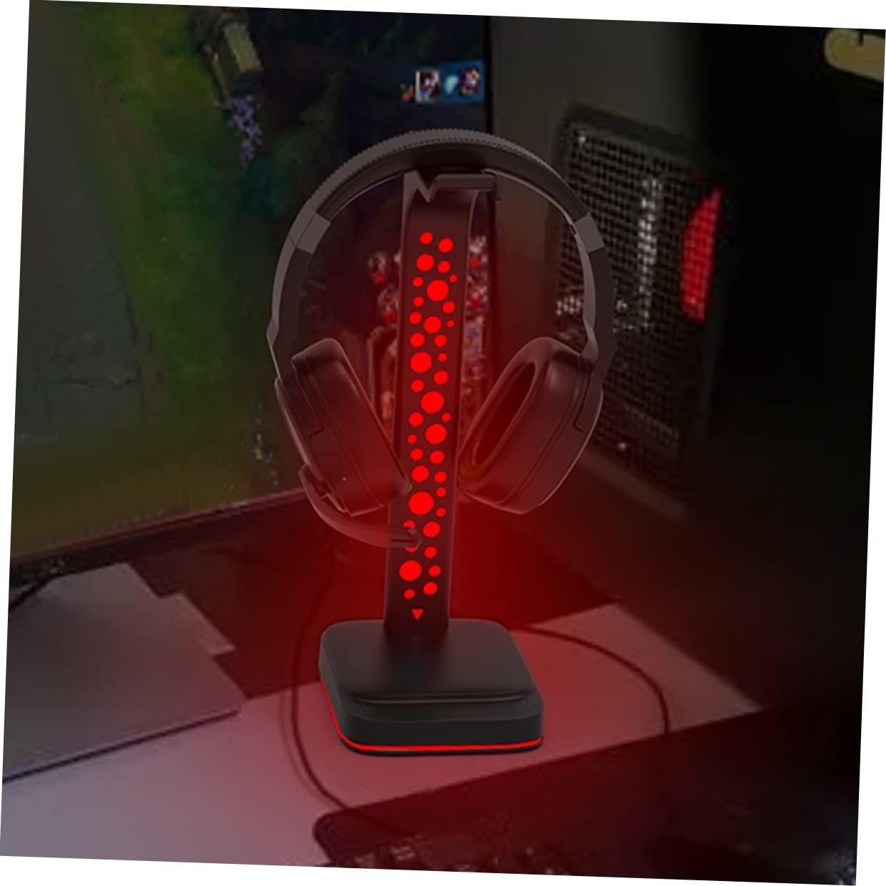 Supporto per Cuffie Illuminazione Rgb Hub USB Porte Aux e USB Supporto Estensibile per Cuffie da Tavolo Antiscivolo