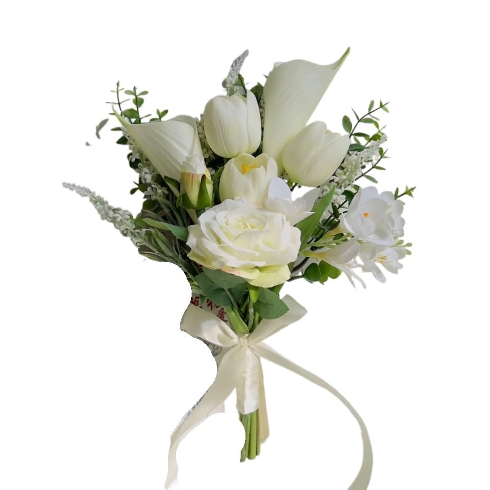 HUFFA Artificial Flower Bouquet for Home Decoration - Elegant Tulips and Calla Lilies for Weddings and Events(14color)