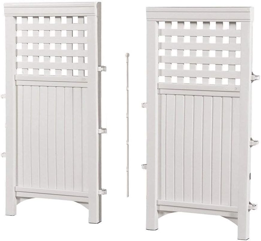 Suncast 4-Panel Outdoor Screen Enclosure - Freestanding Wicker Resin Reversible Panel Outdoor Screen - Perfect for Concealing Garbage Cans, Air Conditioners - White (4-Panels)