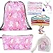 10 Paquete Lindo Unicornio Mochila con cordón/Maquillaje/PU Monedero Bolsos de Embrague/Collar de Cadena de aleación/Unicornios para el Cabello para niñas (Style 1)