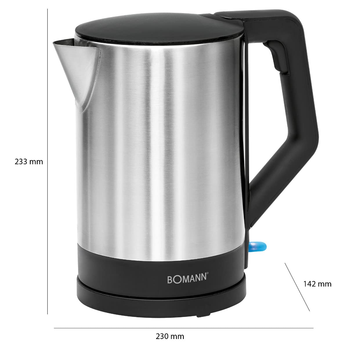 Bollitore elettrico - Bollitore elettrico - Bollitore in acciaio - Bollitore Bomann WKS 3002 CB 1,5 litri acciaio inox/nero - 2200 Watt - sistema di spegnimento automatico