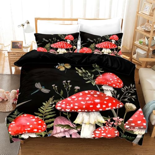Linge de lit champignon 200x200 doux et facile à enfiler avec son zip - 2