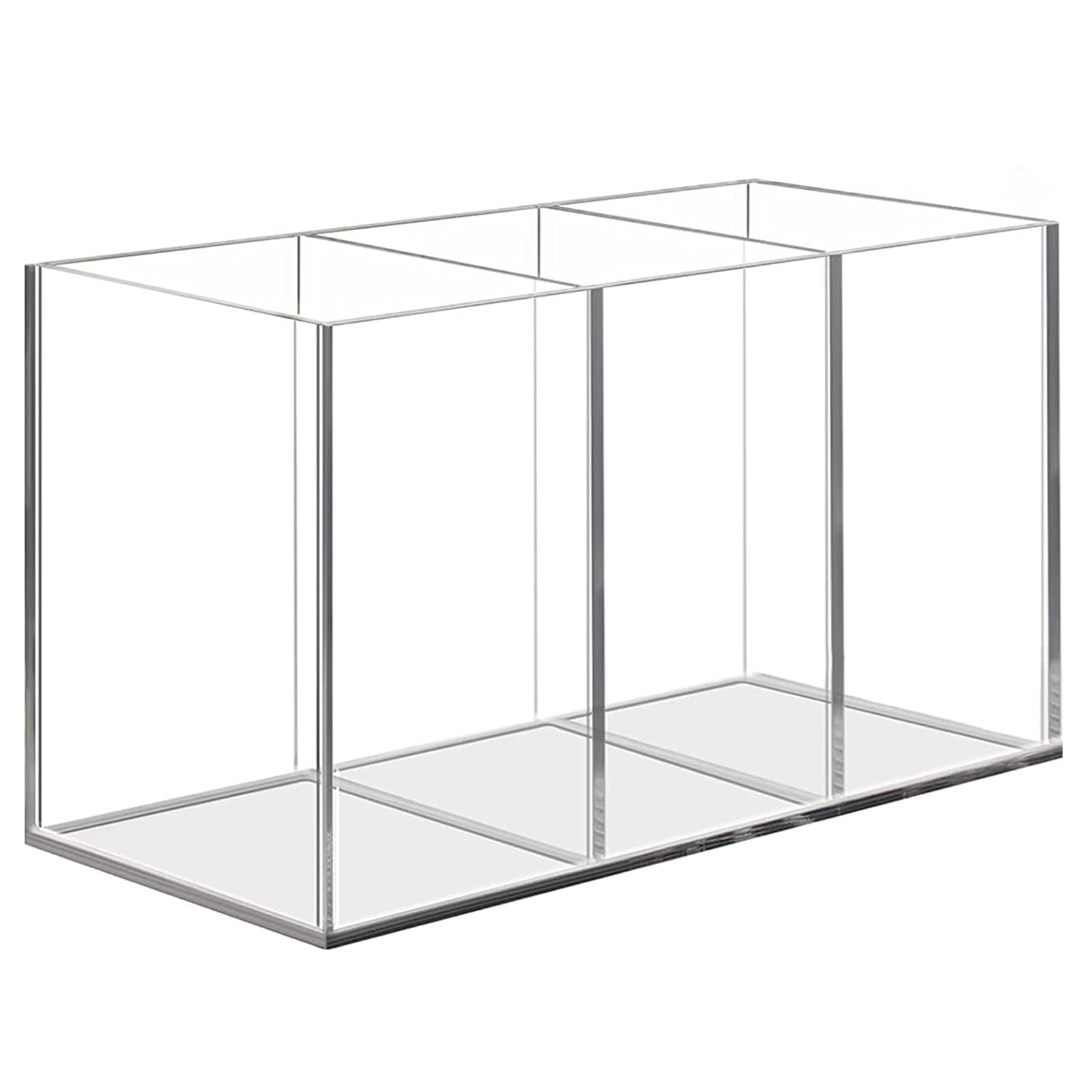 Uquelic Acrylic Pen Holder - Clear Pencil Holder Desk Organiser Makeup Brush Holder Pen Pot Organiser for Office, School, Household Supplies (16.8 x 7.6 x 9.5 cm)