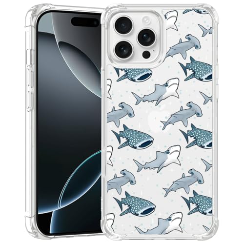 Coque iPhone 16 Pro Max dessin requin idée cadeau transparente fille et homme