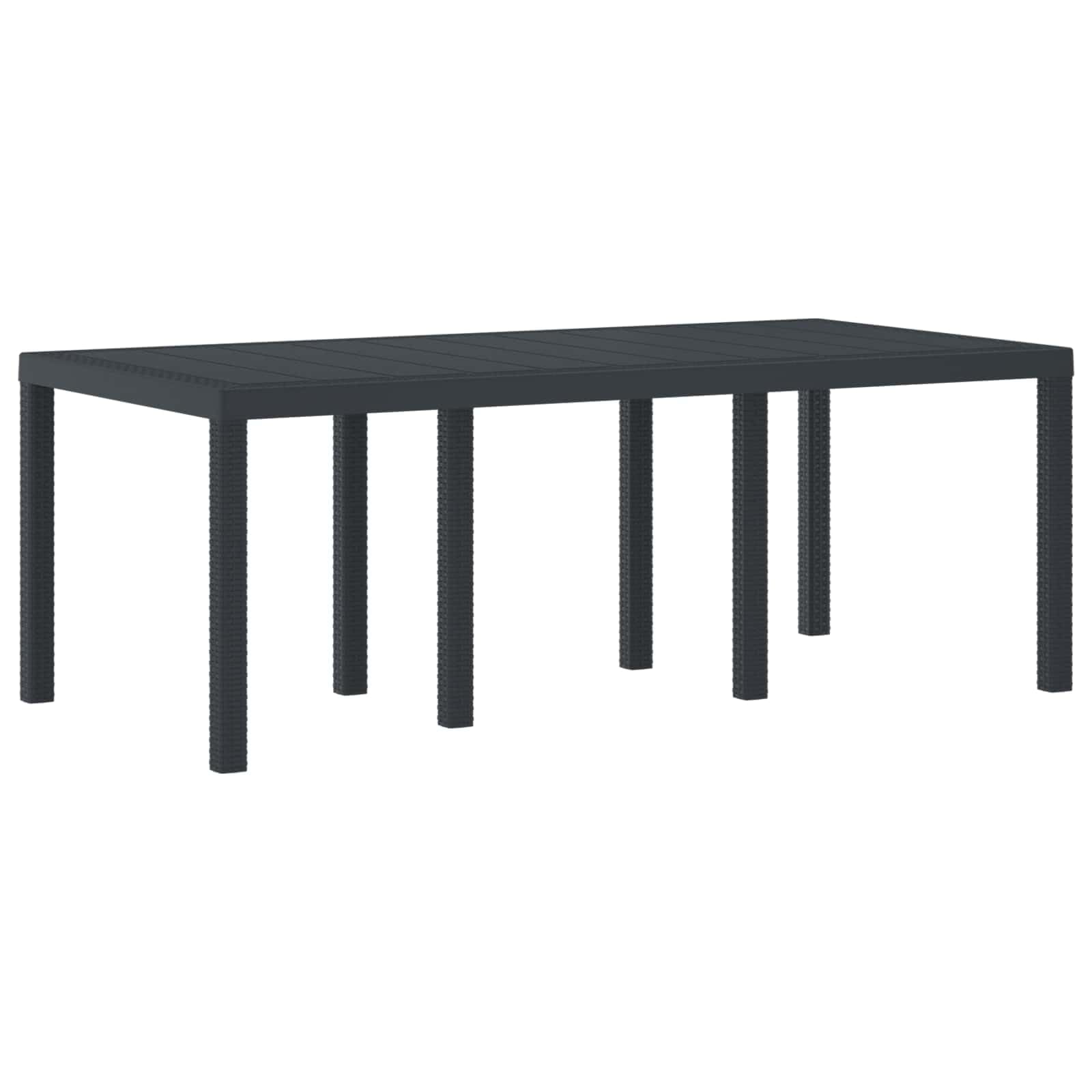 Stół ogrodowy, antracyt, polirattan, 200 x 100 x 73 cm, stabilny, odporny na działanie warunków atmosferycznych, na taras, balkon i do ogrodu, prostokątny, wytrzymały, nie zajmuje dużo miejsca