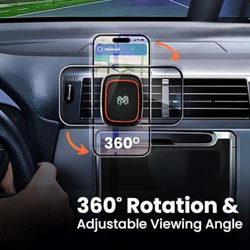 Image of MOOSH Magnetic Car Vent Mount 360 Adjustable Mobile Holder for Air Vent with Strong Magnetic Grip, Anti-Slip Design, Single Hand Use, Shockproof Build, Mobile Stand for Car (Black)