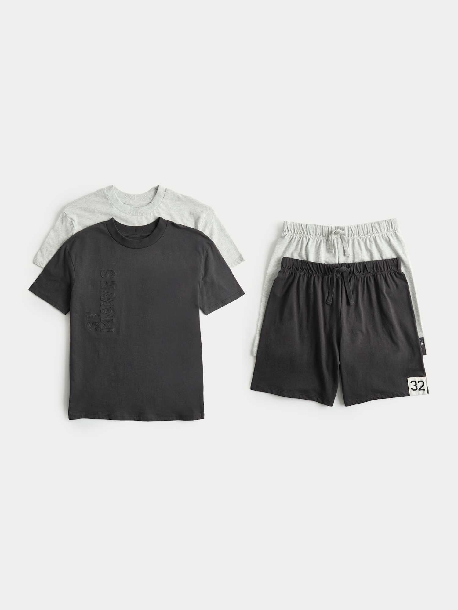 Marks & Spencer Conjuntos de Pijama de Algodón Puro Pack de 2, Ajuste Normal, Manga Corta, Cintura Elástica