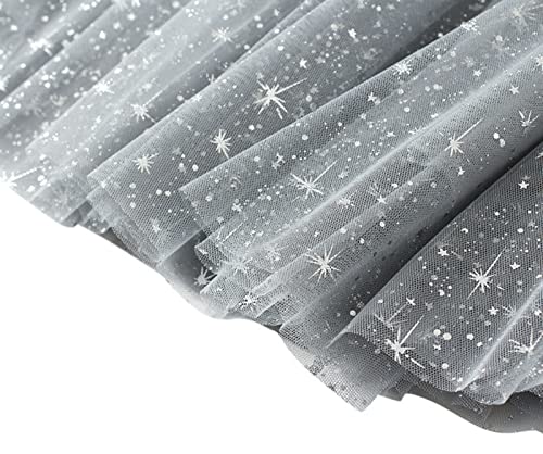 NJNJGO Saia de tule tutu de lantejoulas para mulheres, saia rodada plissada com glitter e cintura el