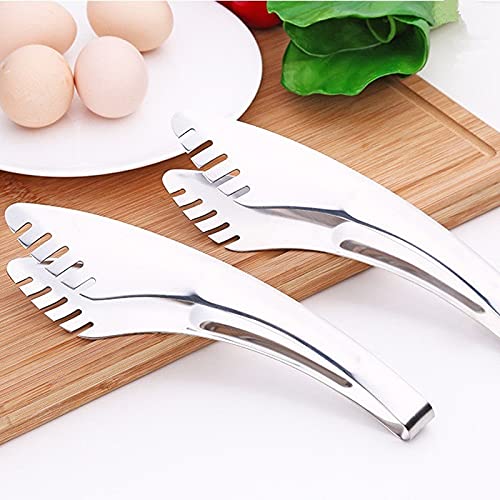 MRKU Pinzas de Cocina de Acero Inoxidable, 1 Pieza, Pinza Plateada para Pan, para Servir Alimentos, Barbacoa, Anti-Calor, para repostería y Barbacoa.
