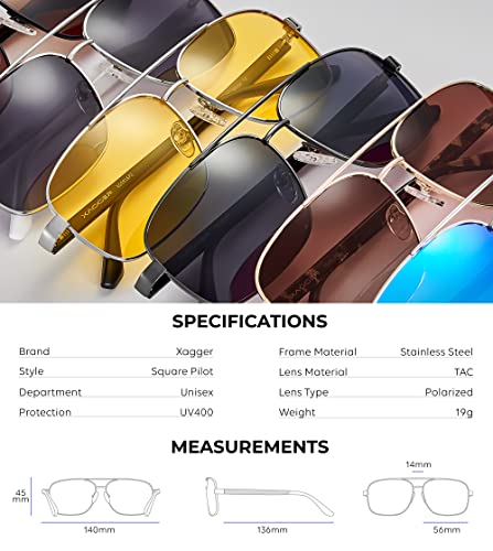 Xagger Square Polarized Aviator Sunglasses For Men Classic Driving Fishing Golf Shades Sun Glasses Uv400 Protection #TOP5