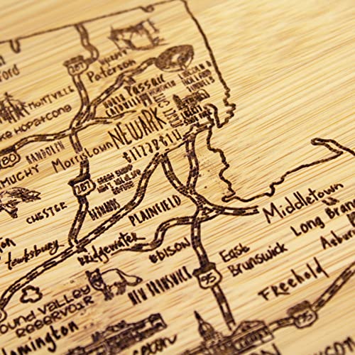 Image of Totally Bamboo A Slice of Life New Jersey Engraved Map Cutting Board